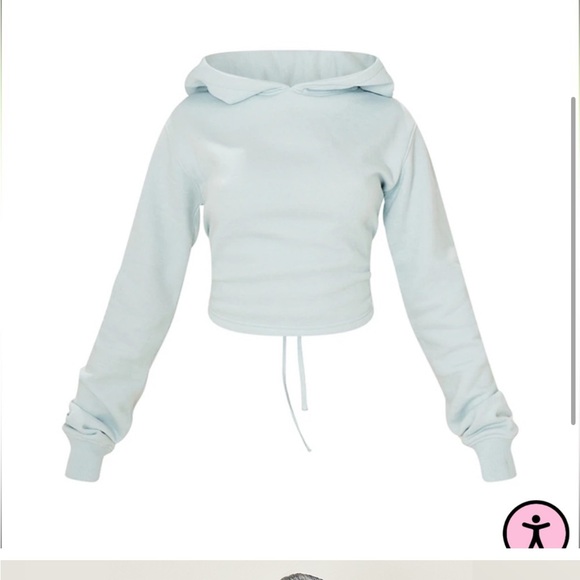 Black lace up crop hoodie - Picture 2 of 4